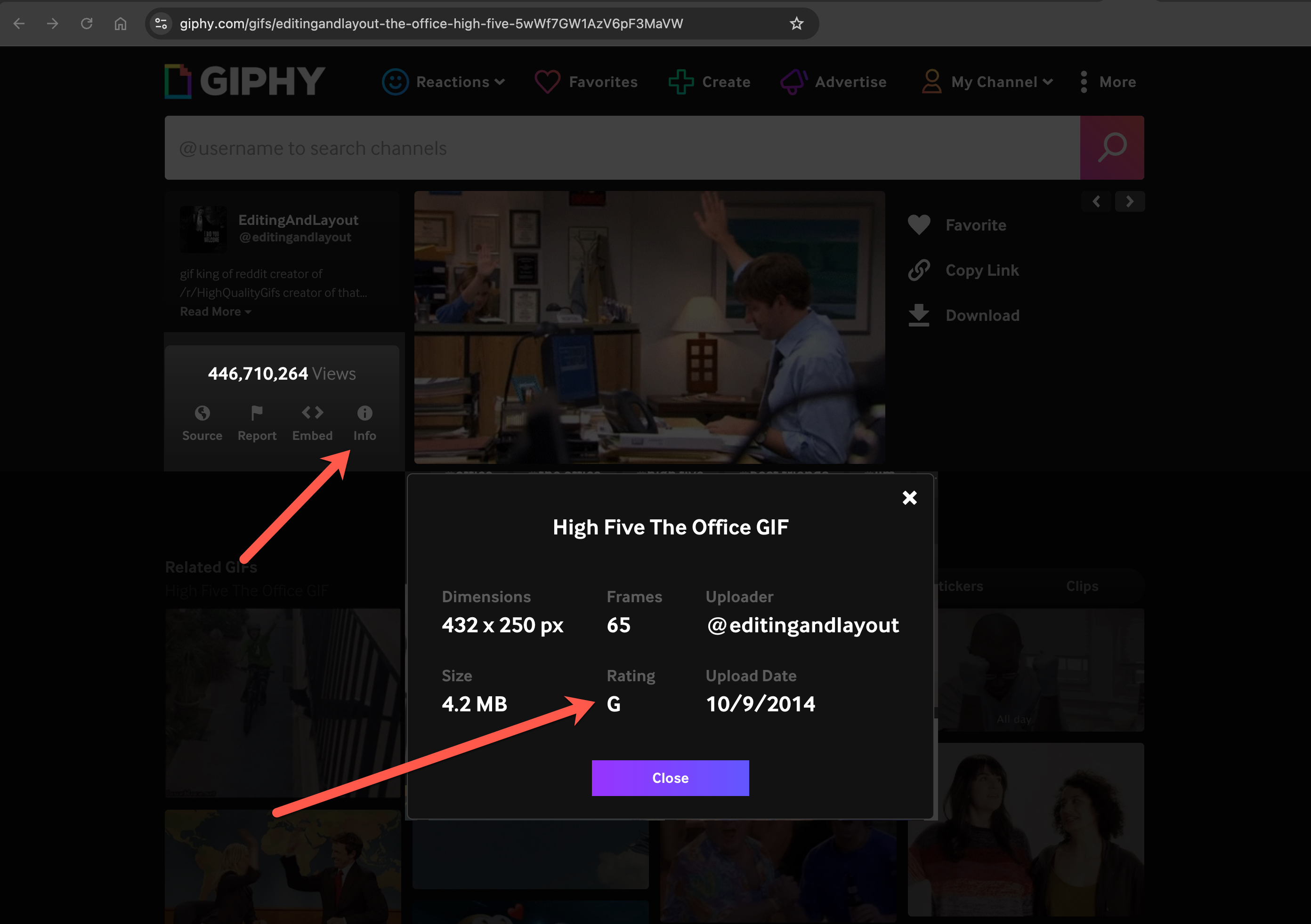 Giphy rating badge showing G for all audiences